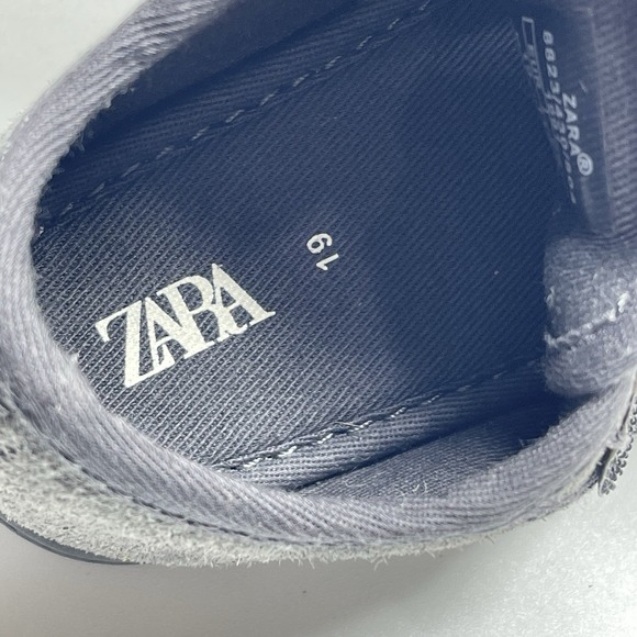 Zara Leather Suede Gray Boys Toddler Baby Comfort Shoes Loafers Size EU 19 US 4 - Picture 6 of 7